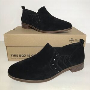 Clarks Trish Bell Studded Suede Slip-On Booties